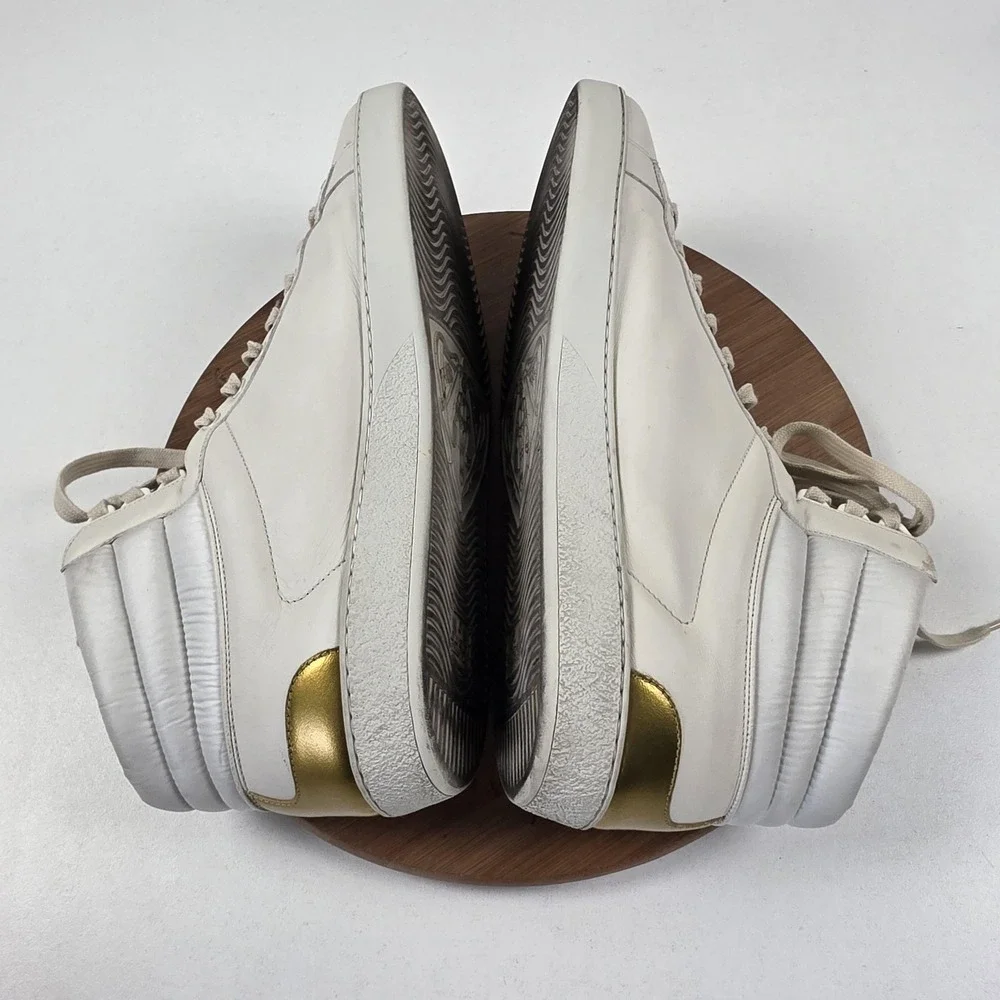 Gucci Band Shoes Mens Size 14 White Leather High Top Casual Sneakers Italy